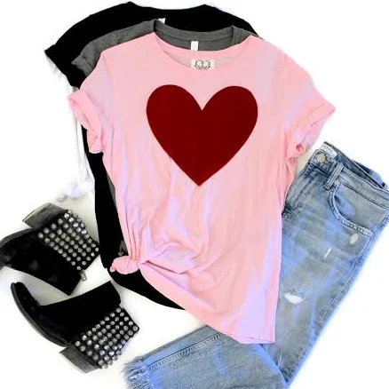 Women's Velvet Heart Valentine's Crew Neck Tee