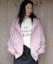 Penny logo hoodie zip-up (pink)