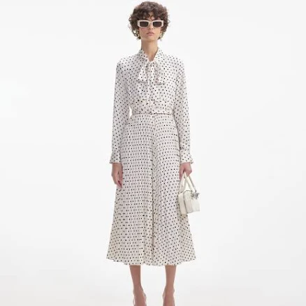 Self Portrait Women's Polka Dot Satin Midi Dress