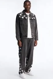 Fashion Nova Men's Barrel Star Spangled Jeans