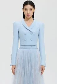 Shawl Collar Crop Wool Silk Jacket