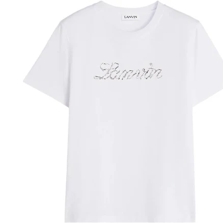 Lanvin - sequinned-logo T-shirt - women - Cotton - XS - White