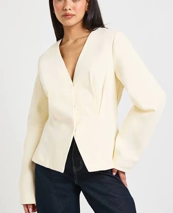 Boohoo Women's Twill Balloon Sleeve Cinched Blazer