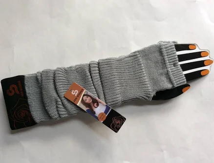 1 Pair Ladies Opera Length Arm Warmers Nip Gray