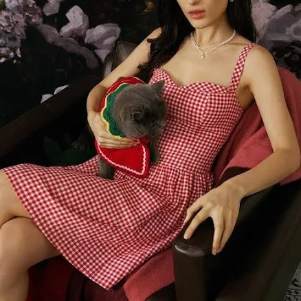 Rihoas Plaid Sweetheart Neck Slip Mini Dress