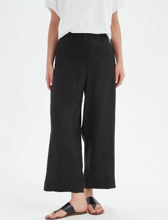 Tirelli Wide Leg Linen Pants with Patch Pockets