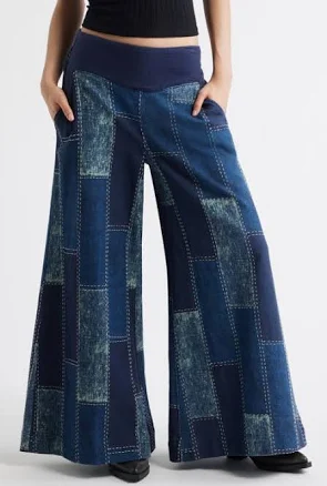 Free People Women's Patches Wide-Leg Flare Jeans