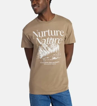 Humor Men's Nurture Nature Cotton Graphic Tee with Short Sleeves