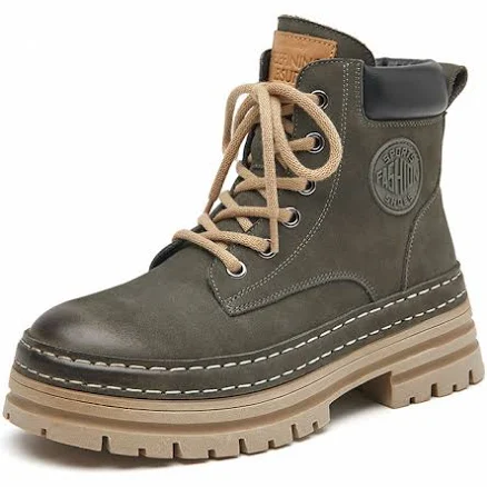 BeauToday Women's Lace Up Chunky Sole Combat Boots