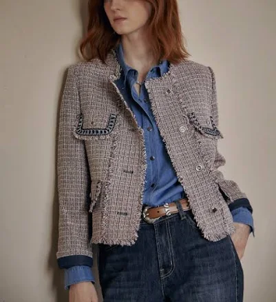 Maxza Tape Point Round Tweed Jacket