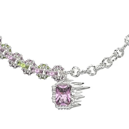 Ripple Gemstone Chain Stitching Necklace