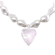 Venetian heart glass pearl necklace _ 2 colors