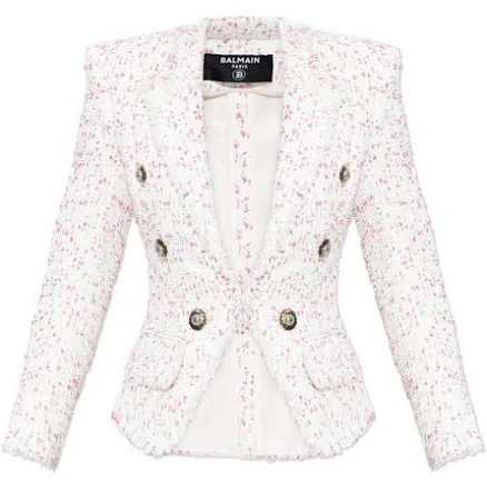 Balmain Button Embellished Tweed Jacket - FR38