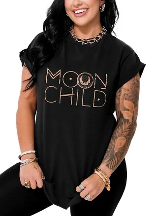 MOON CHILD (PEACH) Side Slit Tee