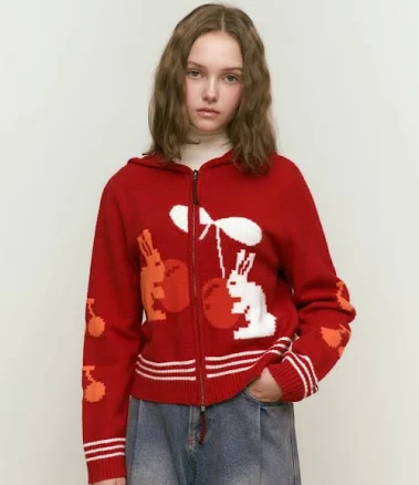 KIRSH Witty Bunny Hooded Cardigan