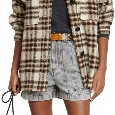 Pre-Loved Harveli Check Shirt Jacket In Beige