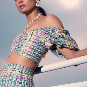 BIANCA Rainbow Tweed Lehenga Top