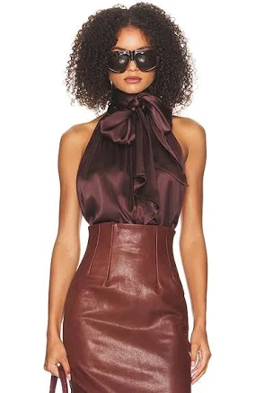 Helsa Silk Charmeuse Halter Top