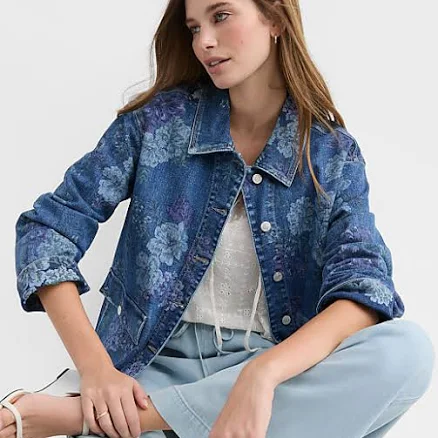 Loft Women's Floral Denim Chore Jacket
