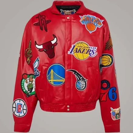 NBA Collage Wool Leather Jacket