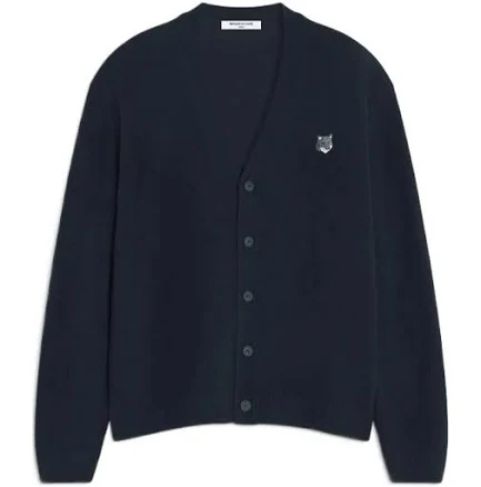 Fox Head-embroidered Cardigan In Black