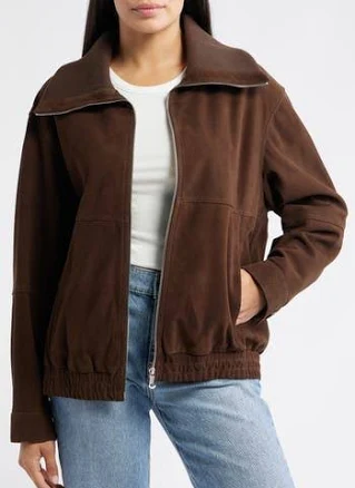Bernardo Women's Oversize Suede Bomber Jacket
