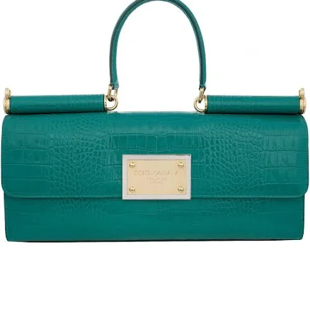 Dolce & Gabbana Croco Textured Baguette Tote Shoulder Bag