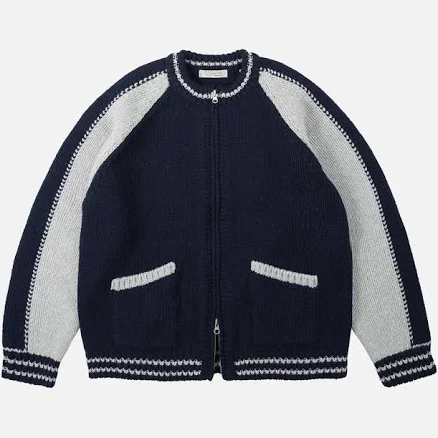 Frizmworks Wool Varsity Zip Up Cardigan /navy/ Cardigan/ Sl/ Men
