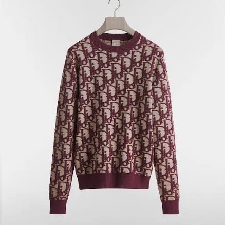 DIOR Men's Oblique Cotton-Wool-Silk-Blend Jacquard Sweater