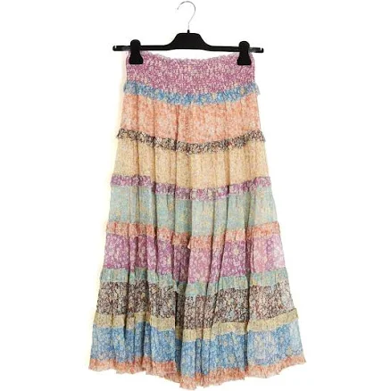 Zimmermann Skirt Fr36 Carnaby Multicolor Silk Chiffon Ruffled Skirt
