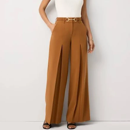 White House Black Market Women's Pleated Ultra Wide Leg Pants