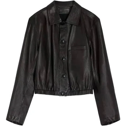 Lemaire Women's Buttoned-up Elasticated Leather Jacket