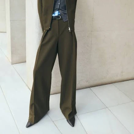MANGO Women's Belted Pleated Straight-Fit Pants