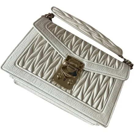 Miu Women's Miu Gray Leather Crossbody Bag