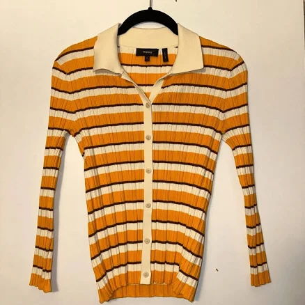 Hudson Striped Rib-Knit Cardigan