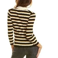 Theory Cardigan Sweater Deep V Cardi Hudson Cotton Button Down in Striped