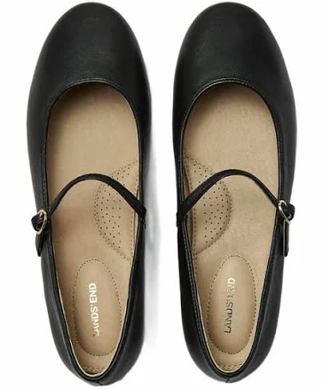 Lands' End Women's Classic Leather Mary Jane Flats