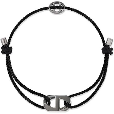 hyeres-lor Heriter Silver Curve Emblem String Bracelet Black Chrome by W Concept