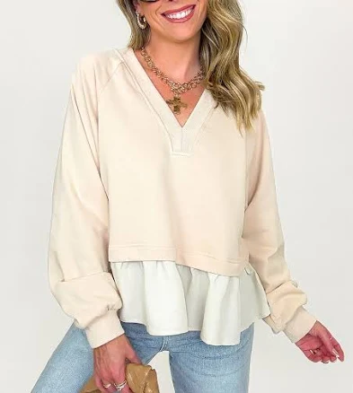 Layered Comfort Ruffled Hem Sweatshirt