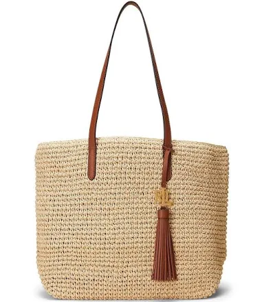 LAUREN Ralph Lauren Crochet-Straw Medium Whitney Tote