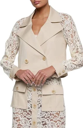 L'AGENCE Women's Novelle Lace Sleeve Trench Coat
