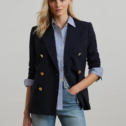 Lauren Women's Ralph Lauren Double-Breasted Wool Crepe Blazer