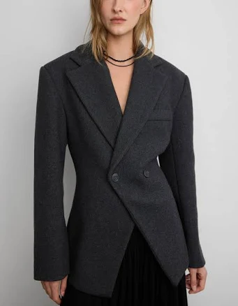 OAK + FORT Double-Breasted Wool Blend Blazer Coat