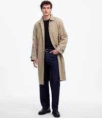 Raglan-Sleeve Trench Coat in Italian Twill