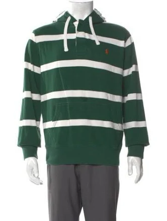 Polo Ralph Lauren Striped Crew Neck Hoodie in Green, Men's L