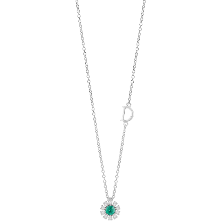 Damiani Margherita White Gold Diamond and Emerald Necklace
