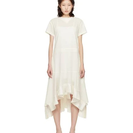 Sacai Women's Pleated Cotton Midi Dress