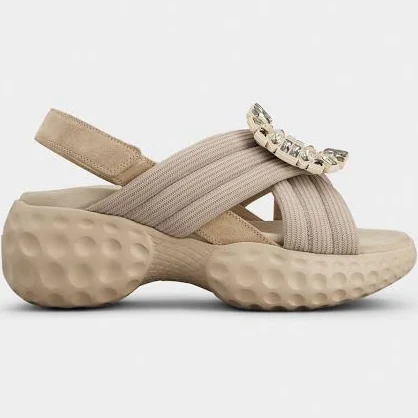 Roger Vivier Viv' Run Light Fabric Sandals