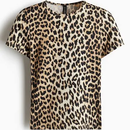 H&M Ladies Fitted Leopard Print T-Shirt