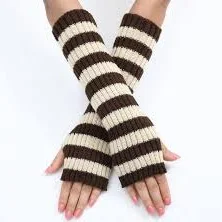 Kinoxslone - Striped Ribbed Knit Arm Sleeves